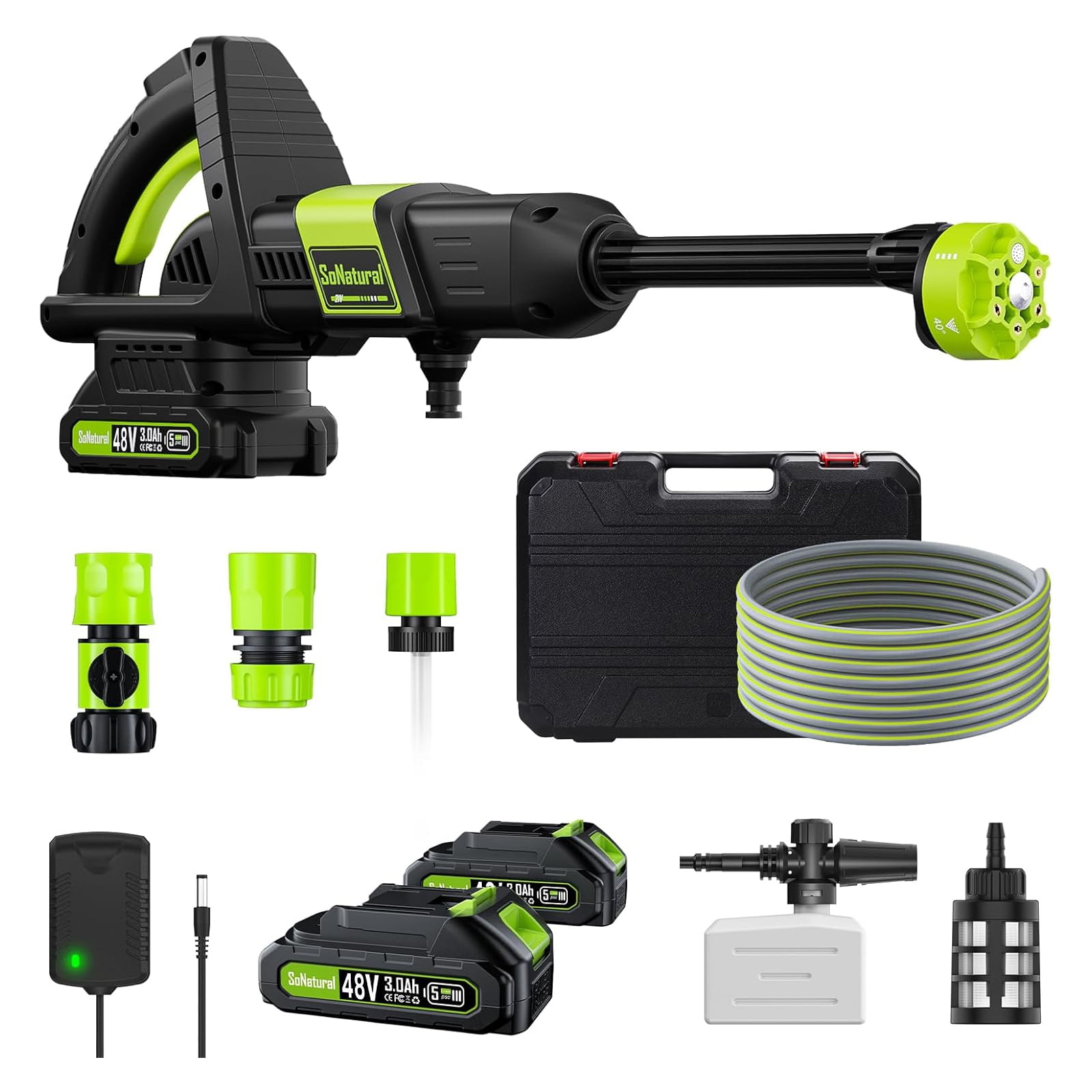 Cordless Pressure Washer Handheld Power Cleaner, 970PSI Portable Car Washer with Rechargeable 4.0Ah Dual Batteries 6-in-1 Nozzle Battery Operated Power Washer for Cars, Fences, Patio, Bikes Cleaning