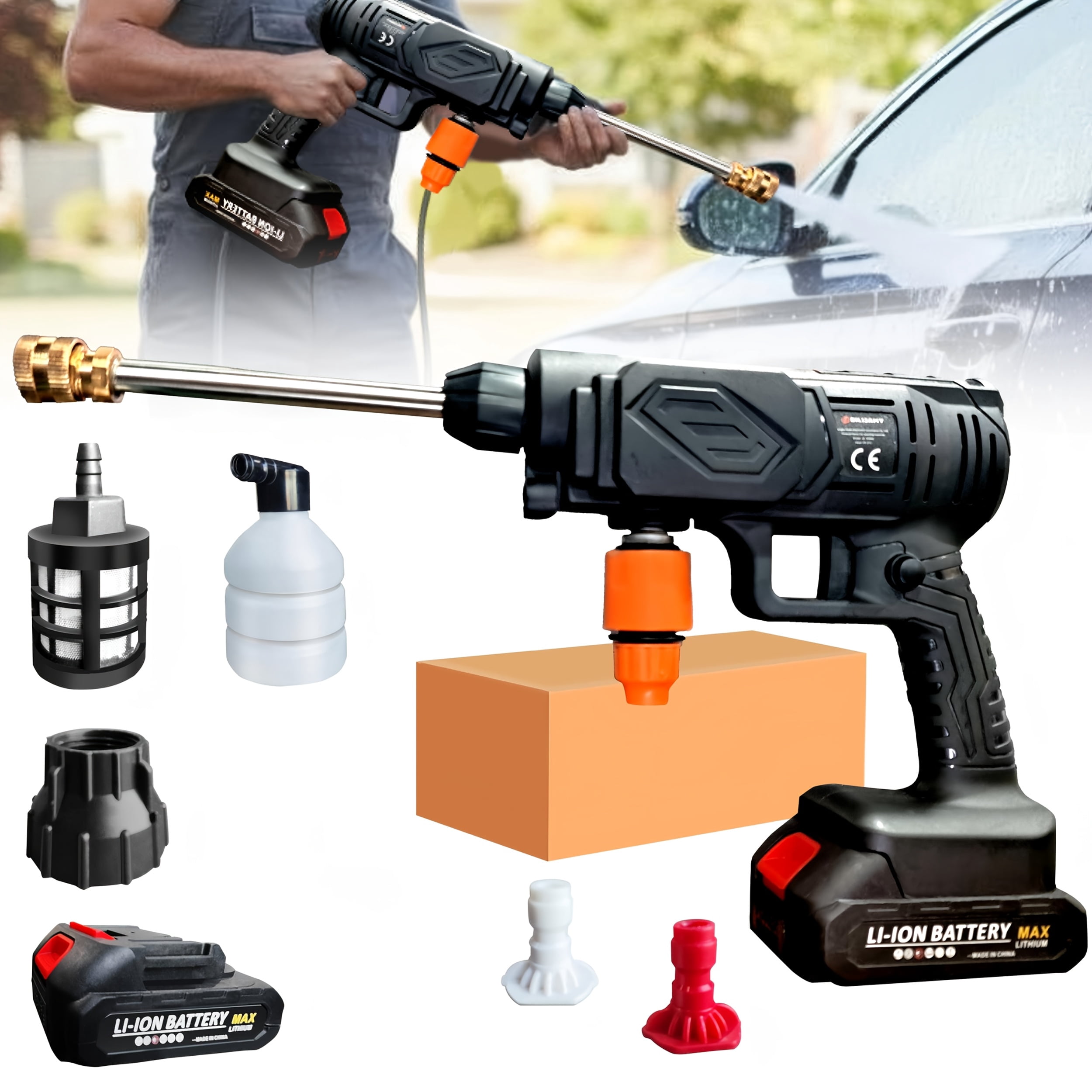 Cordless Pressure Washer Portable Rechargeable 4000 PSI Water Gun With Foam Cannon 1 Batteries For Car Exterior Home Garden Cleaning