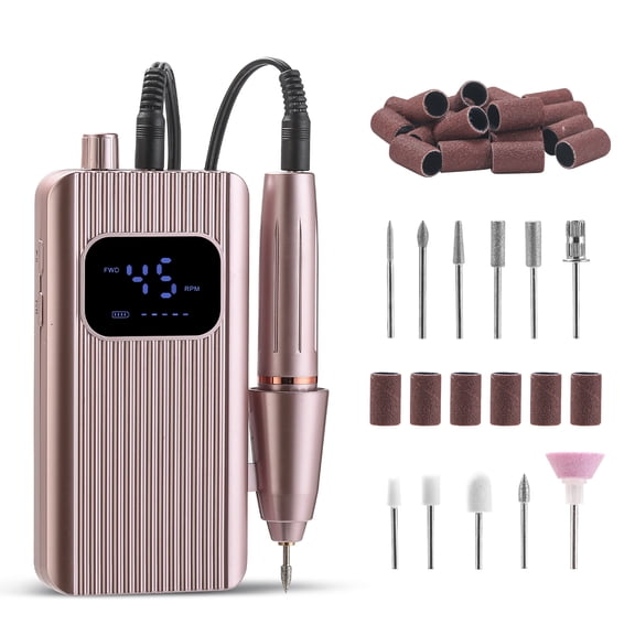 Cordless Professional Nail Drill 45000 RPM Rechargeable Electric Efile Nail File Machine, Portable Acrylic Nail Remover Polisher with Drill Bits Kit, Manicure Pedicure Tool for Salon & Home DIY