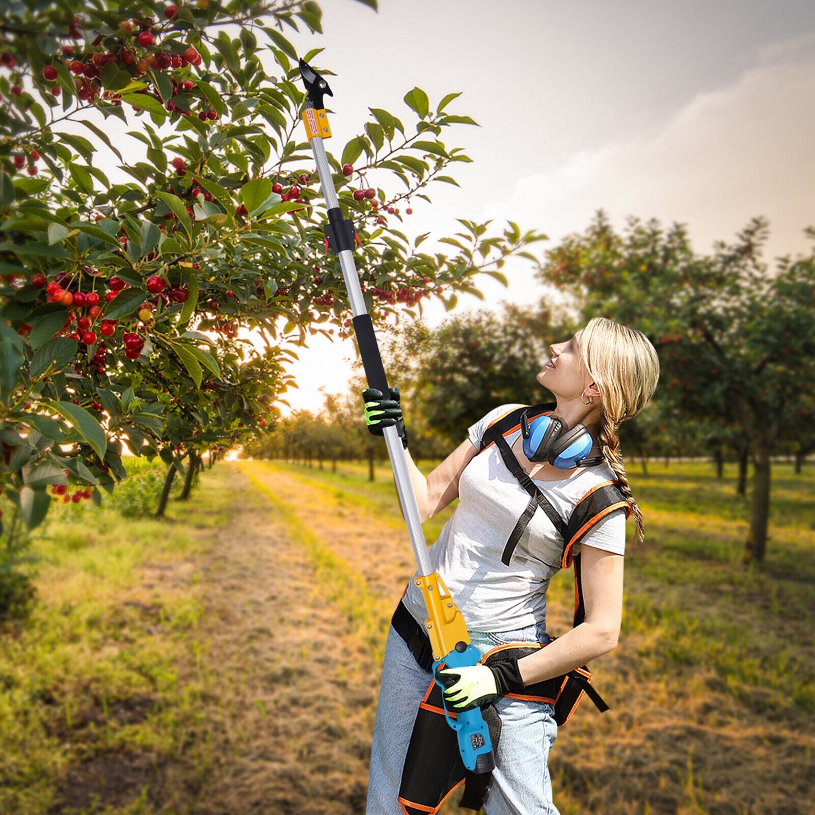 Cordless Pruning Shears Electric Pruner with Extension Pole Rod Tree