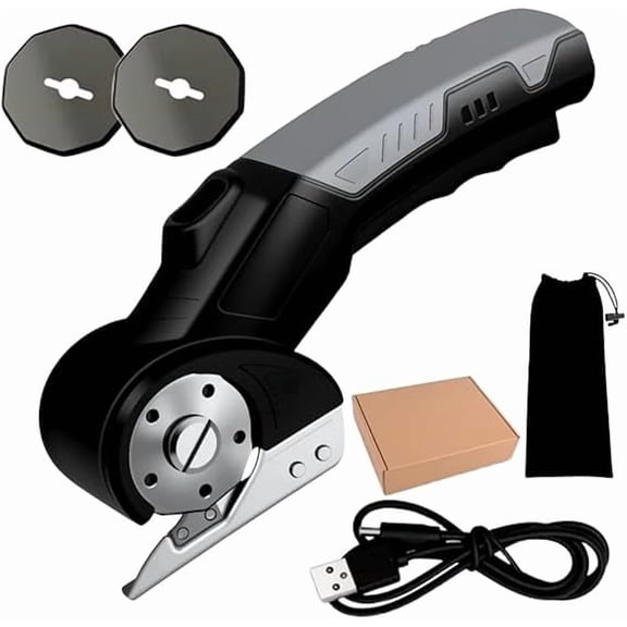 Cordless Rechargeable Electric Scissors, LED Light Electric Cutter with Safety Lock & 2 Blades, Ergonomic Handheld Cutting Tool for Cloth Leather Carpet Cardboard Plastic DIY Packing(k)