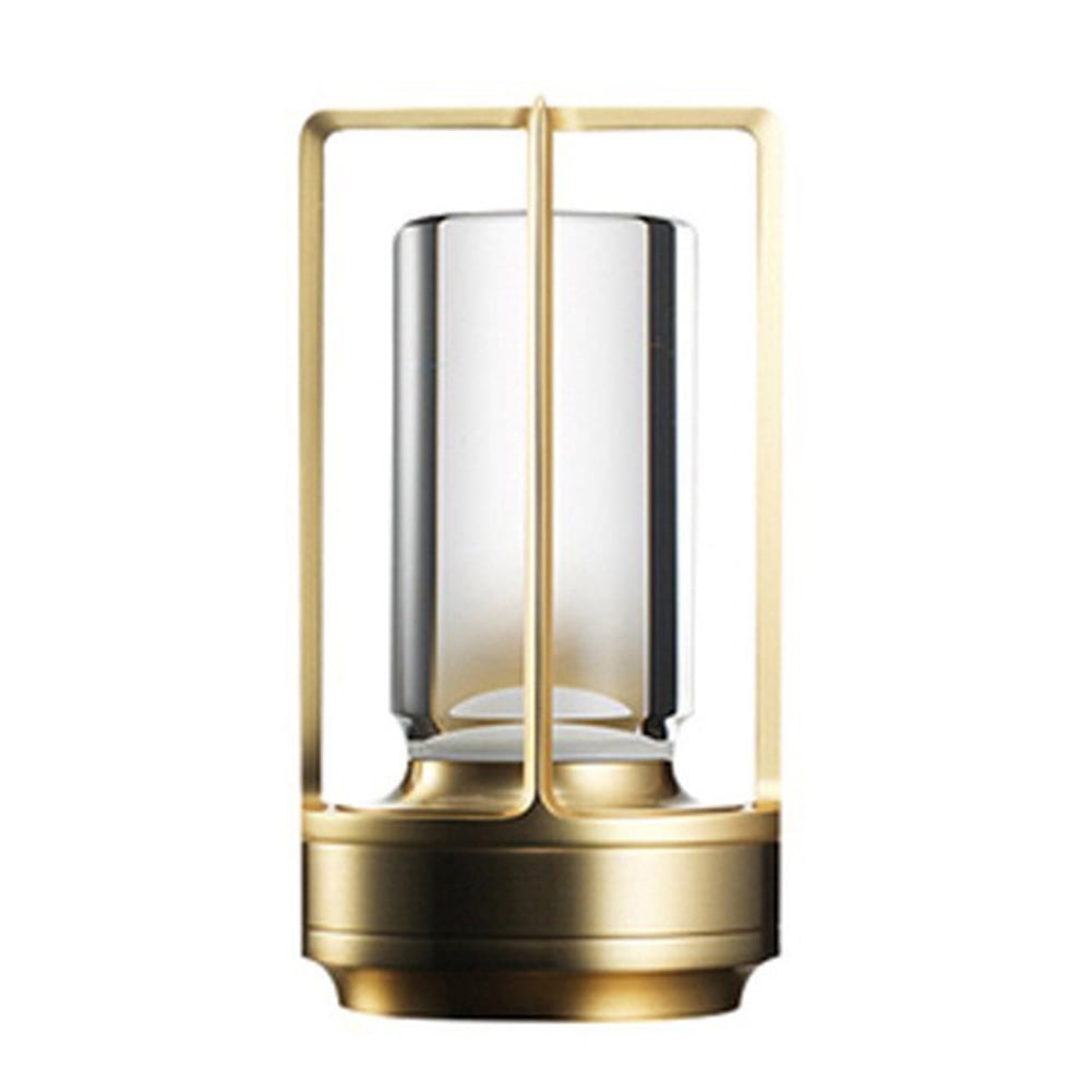 Cordless Rechargeable Lantern Table Lamp 2000mAh Battery Operated Night Lamp 3-Color Dimmable for Home Bedroom Camping, Gold