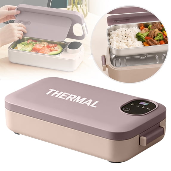 Cordless Rechargeable Lunch Box – Self-Heating with Timer, 6 Temperature Levels, Leakproof, 900ml Stainless Tray (Pink)