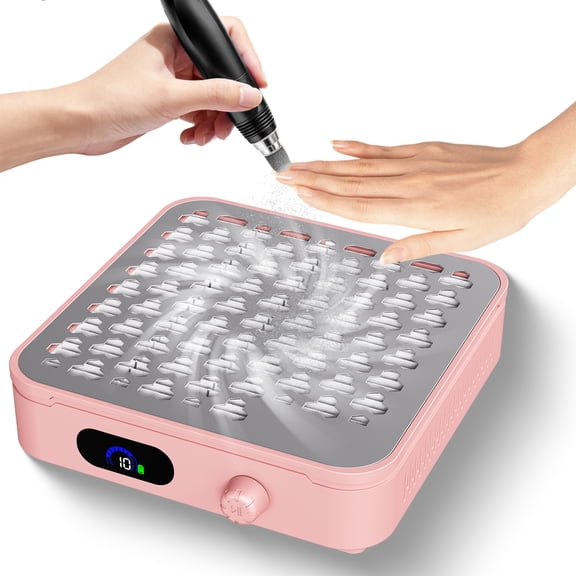 Cordless Rechargeable Nail Dust Collector, 45K RPM Powerful Suction, Ultra-Quiet Brushless Nail Vacuum with Reusable Filter, Professional & Home Salon Use (Pink)