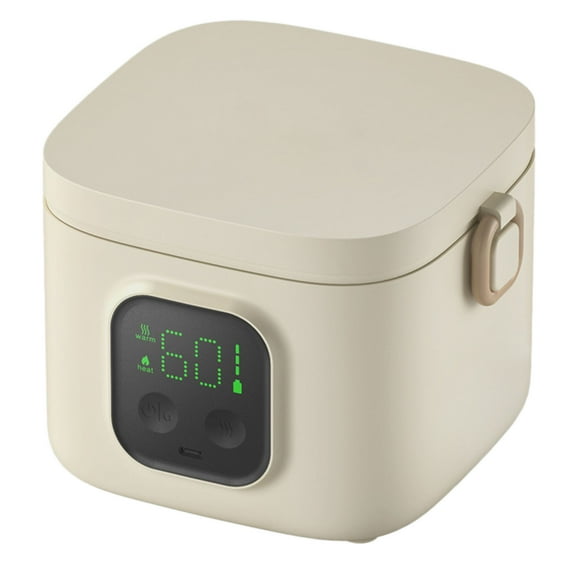 Cordless Rechargeable Self Heating Food Warmer with 800ml Stainless Steel Container 25W Battery Powered Portable Heater for Travel Car Construction Use