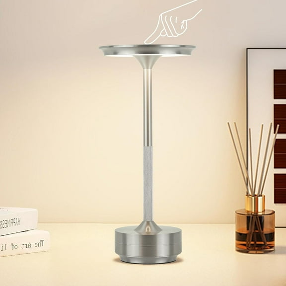 Cordless Rechargeable Table Lamp,Portable Desk Lamp Dining Table Light with Touch Control & 3 Color Stepless Dimming Up,Wireless Lamp for Patio/Restaurant/Home/Outdoor