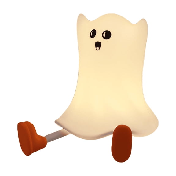 Cordless Rechargeable Touch Control Silicone Ghost Lamp, Squishy Cute Ghost Nightlight, Kid Friendly Halloween Decor Bedside Ghost Light Gift.