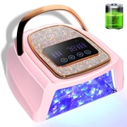 Cordless Rechargeable UV LED Nail Lamp with Large Space, Handle and Foot Rest, Fast Curing Gel Nail Dryer with 4 Timers for Salon and Home