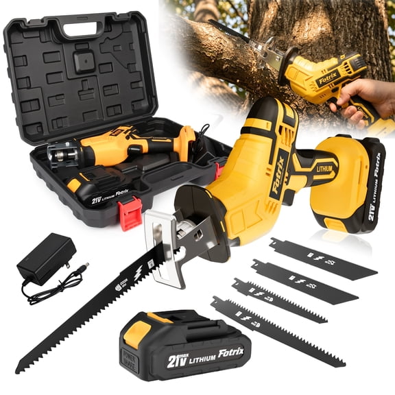 Cordless Reciprocating Saw, 21V Power Saber Saw Kit with Battery and Charger, Handheld Electric Saw for Tree Pruning, Yard Work