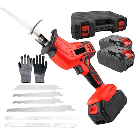 Cordless Reciprocating Saw, Butcher Bone Saw Machine,Led Lighting,Switch Lock Comes,Branch Cutter,for Wood & Metal Cutting,Meat Bone,2batteries
