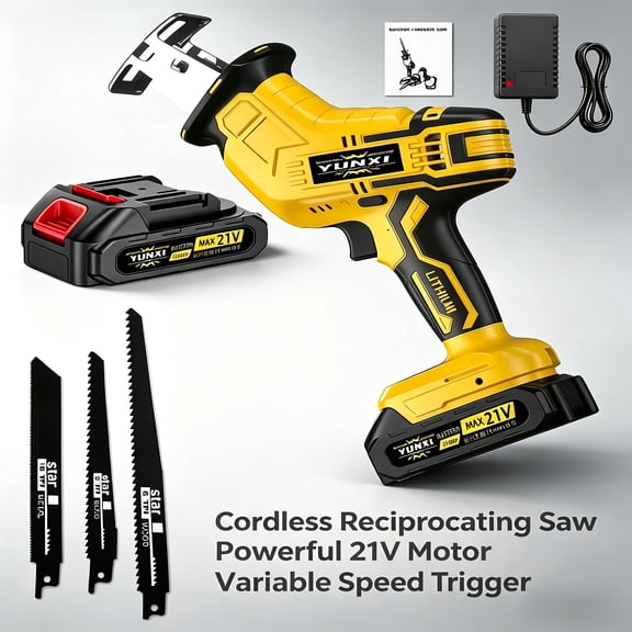 Cordless Reciprocating Saw, Variable Speed Handheld Saw for Wood, Metal and PVC Cutting