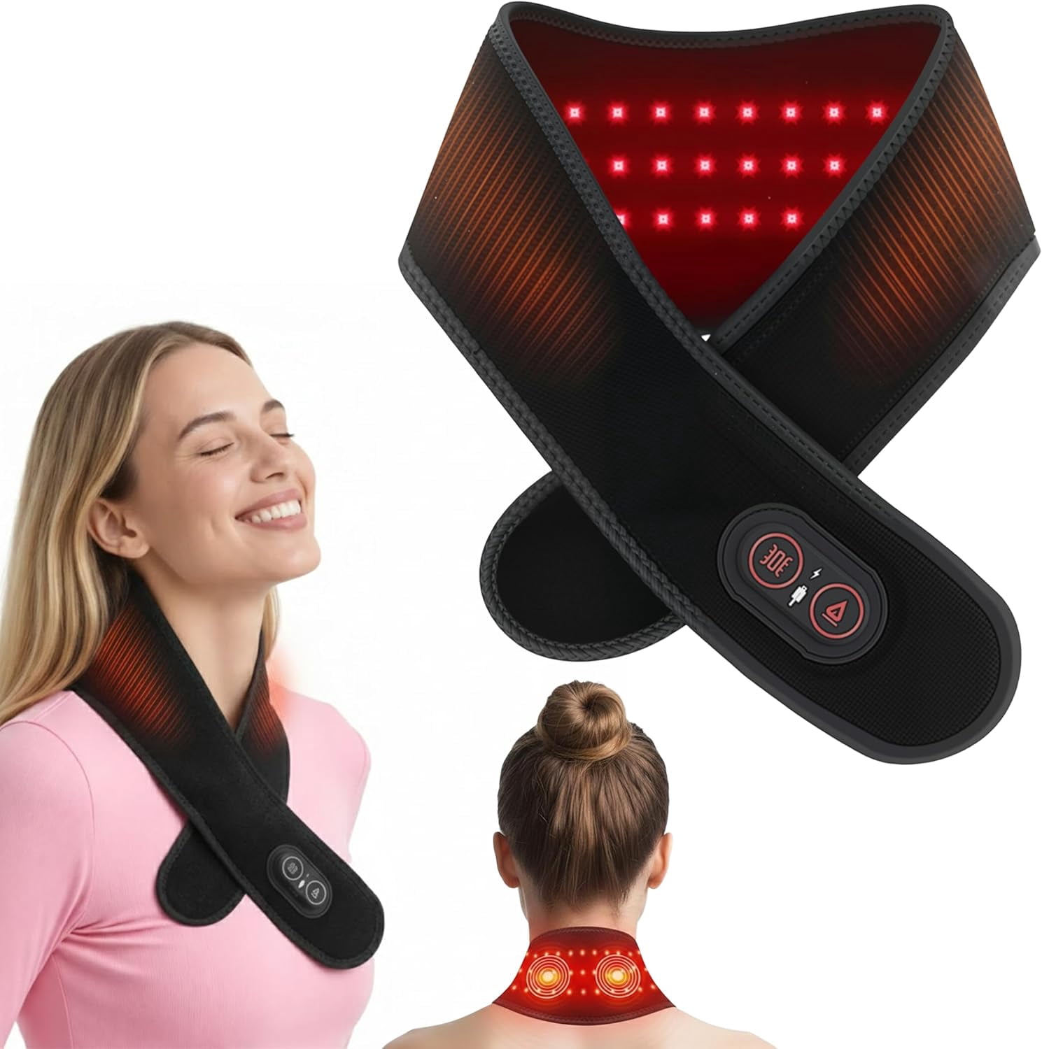 Cordless Red Light Belt for Neck, Portable Wrap with Timer for Neck Muscle Relief, Near Light Neck Wrap Heating Pad for Neck, Wearable Belt Neck Wrist Wrap Hand Legs Unisex Gift