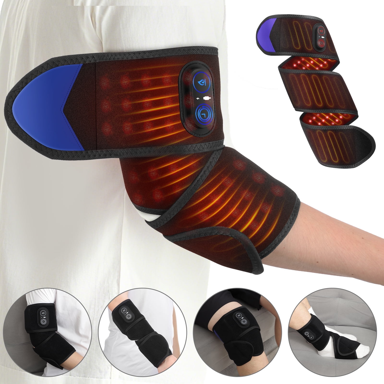 Cordless Red Light Wrist Heating Pad, Knee Heated Wrap with Red Light, Hand Heated Brace with 3 Heating & Timing, 108pcs Light Beads, 5000mAh Battery Rechargeable for Calf Feet Neck Arm Ankle Elbow