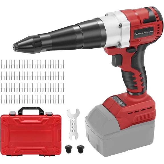 Cordless Rivet Gun Tool for Milwaukee 18V Max Battery, Brushless Electric Automatic Rivet Gun for Rivets 1/8'', 5/32'', 3/16", Led Light, for Metal, Plastic and Leather (No Battery)