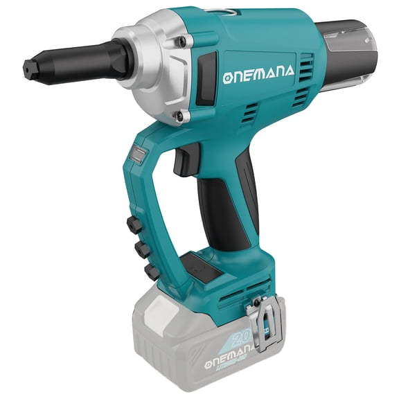 Cordless Rivet Gun Tool, ONEMANA Electric Automatic Rivet Gun Brushless up to 3/16'', Tool-free Nose Piece Change, Compatible with Makita