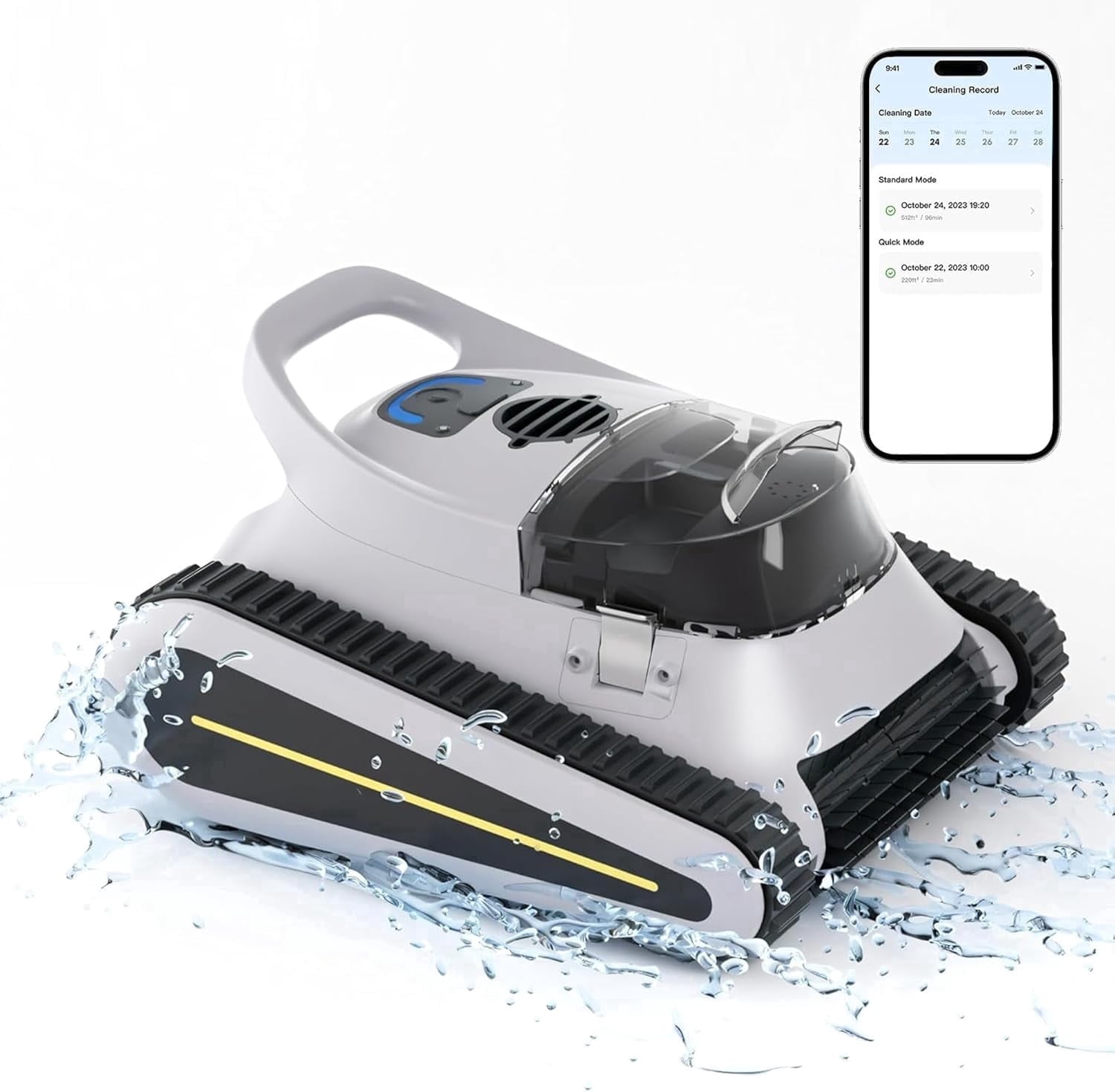 Cordless Robotic Pool Cleaner with 180W Powerful Suction, Smart Navigation for Inground & Above Ground Pools