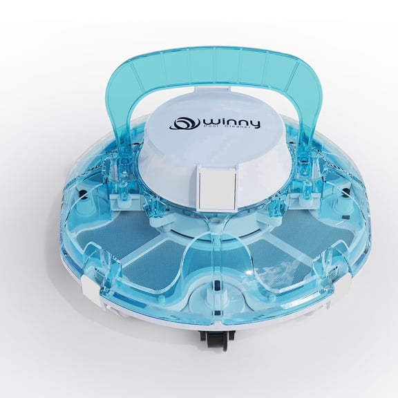 WYBOT Cordless Robotic Pool Cleaner, Lasts 80 Min, Automatic Vacuum for Above-Ground Pools up to 645 Sq.ft,Portable, Self-Parking, Transparent Blue
