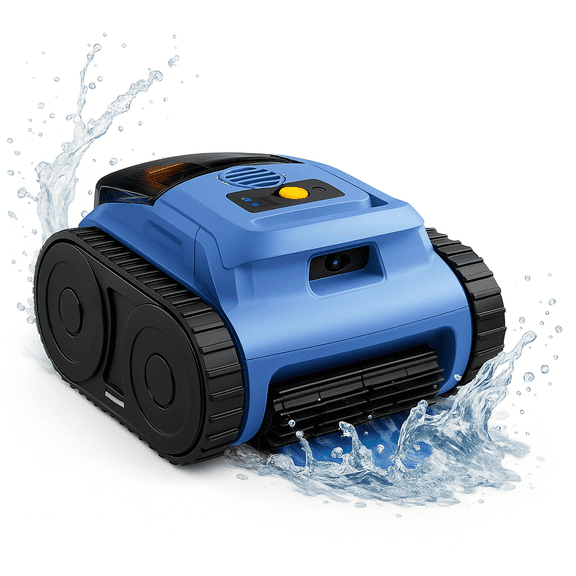 Cordless Robotic Pool Cleaner, Seauto Pool Robot with Sonar Navigation & Track Drive, 180W Brushless Motor, Wall & Waterline Climbing for Inground & Above-Ground Pools