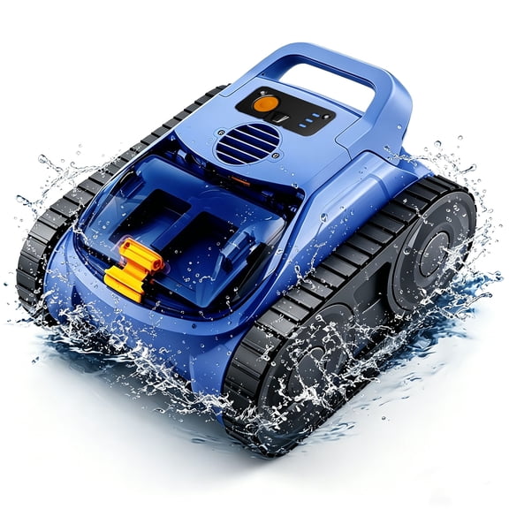 Cordless Robotic Pool Cleaner, Seauto Pool Robot with Sonar Navigation & Track Drive, 180W Brushless Motor, Wall & Waterline Climbing for Inground & Above-Ground Pools