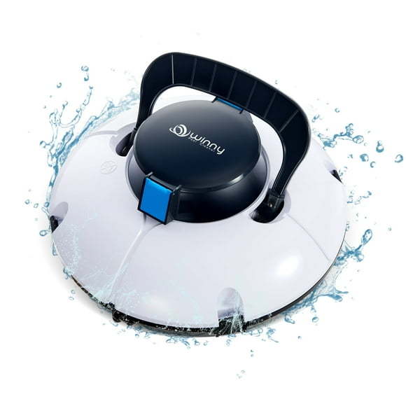 Cordless Robotic Pool Cleaner, Winny Pool Cleaner Automatic Pool Vacuum with Dual Powerful Suction Ports for Above/In Ground Flat Pool Up to 538 Sq.Ft (White and Blue)