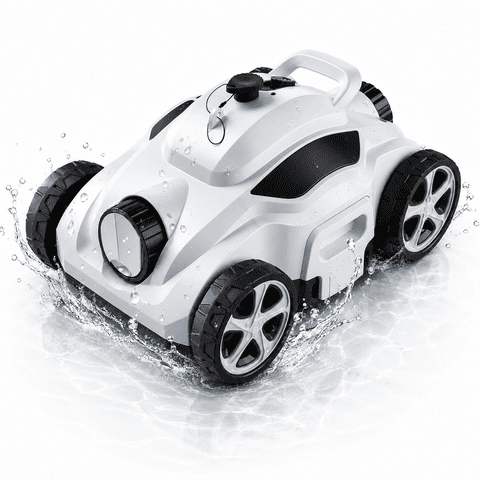 Cordless Robotic Pool Cleaner for Above Ground Pools, Automatic Pool Vacuum with Self-Parking, Easy Pool Cleaner for Flat Inground Pools-Grey