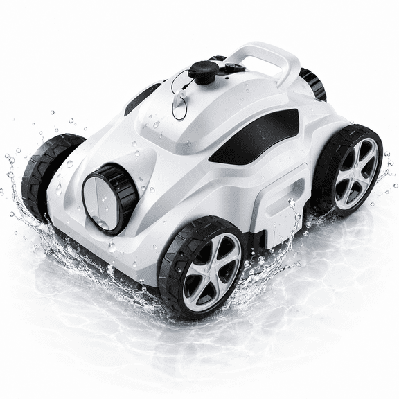 Cordless Robotic Pool Cleaner for Above Ground Pools, Automatic Pool Vacuum with Self-Parking, Easy Pool Cleaner for Flat Inground Pools-Grey