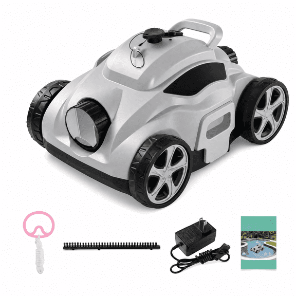 Cordless Robotic Pool Cleaner for Above Ground Pools, Automatic Pool Vacuum with Self-Parking, Easy Pool Cleaner for Flat Inground Pools-Grey