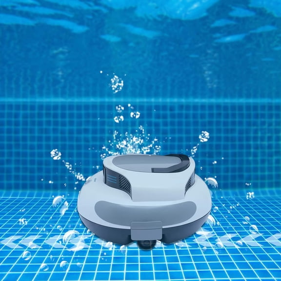 Cordless Robotic Pool Vacuum - 75 Min Runtime, Self-Parking for Above Ground Pools