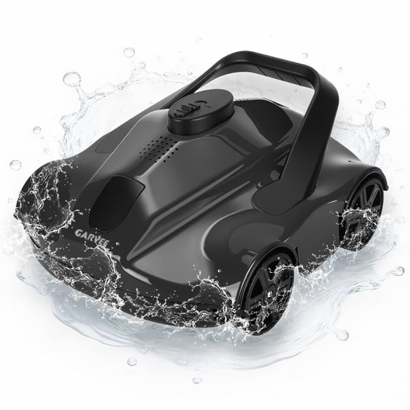 Cordless Robotic Pool Vacuum Cleaner with 130-Min Runtime, Self-Parking Technology for Above-Ground Pools up to 860 Sq.Ft, Efficient Filtration & Portable Design,BLACK