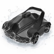 Cordless Robotic Pool Vacuum Cleaner, Self-Parking Technology for Above-Ground Pools Up to 860 Sq.ft, Automatic Pool Cleaner with Strong Suction & Fine Filtration, Black