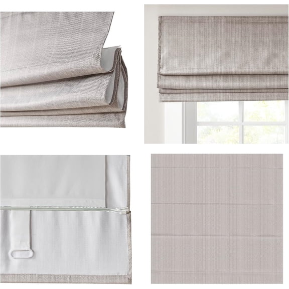Cordless Roman Shade, 27"W x 64"H, Sheen Taupe Room Darkening, Thermal Insulated, Energy Efficient Window Blind with Subtle Sheen Basketweave Fabric for Privacy
