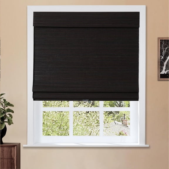 Cordless Roman Shade, Light Filtering Woven Bamboo Blinds for Windows, Custom Bamboo Woven Shade for Interior Windows, Marble White, 1 Shade outdoor curtains