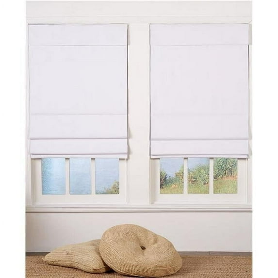 Cordless Roman Shade, White - 27 x 72 in.