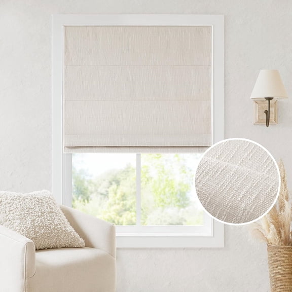 Cordless Roman Shades, Total Blackout Window Blind Privacy Window Shades, Thermal Insulated Cordless Window Treatment for Bedroom, Living Room, Quincy, Single Panel 31" W X 64" H Linen