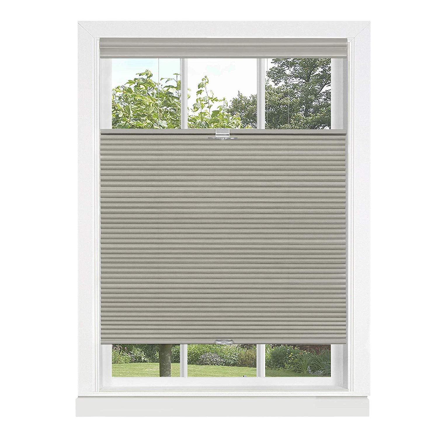 Achim Home Furnishing Window Blinds: Cordless Top-Down Bottom-Up Honeycomb Window Shade (Dove Grey, 33" x 64")