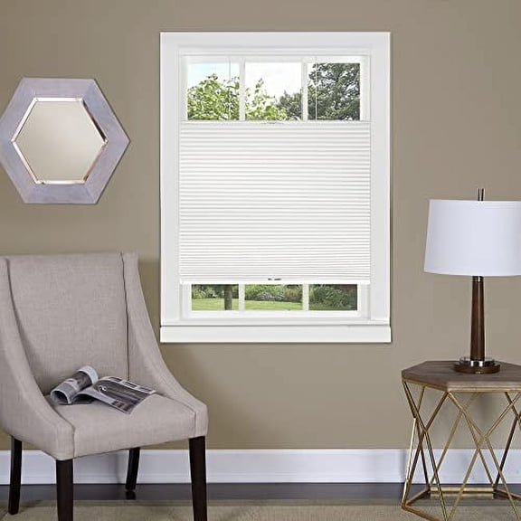 Cordless Room Darkening Cellular Pleated Window Shades - 36 Inch Width, 64 Inch Length - White - Light Filtering Top-Down Honeycomb Pull Down Blinds for Windows and Skylights by Achim Home Decor
