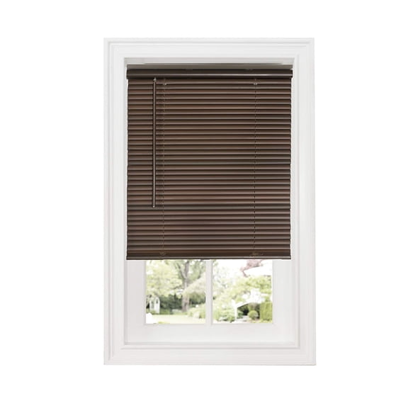 Cordless Room Darkening Mini Blind - 27 Inch Width, 64 Inch Length, 1" Slat Size - Mahogany - Cordless GII Deluxe Sundown Horizontal Windows Blinds for Interior by Achim Home Decor