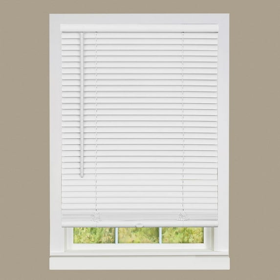 Cordless Room Darkening Mini Blind - 30 Inch Width, 64 Inch Length, 1" Slat Size - Pearl White - Cordless GII Deluxe Sundown Horizontal Windows Blinds for Interior by Achim Home Decor