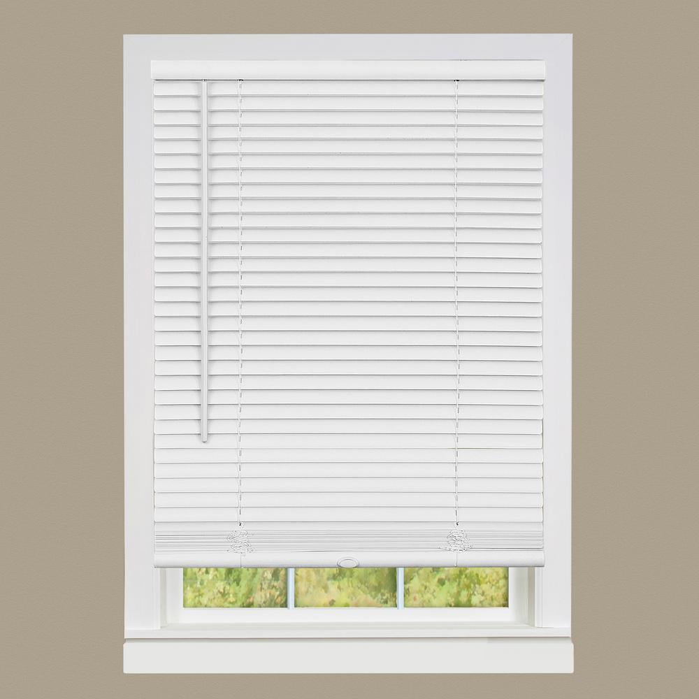 Cordless Room Darkening Mini Blind - 35 Inch Width, 64 Inch Length, 1" Slat Size - Pearl White - Cordless GII Deluxe Sundown Horizontal Windows Blinds for Interior by Achim Home Décor