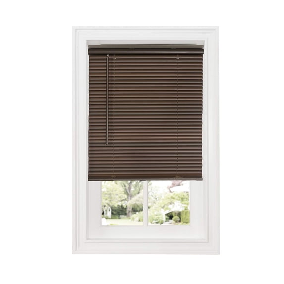 Cordless Room Darkening Mini Blind - 43 Inch Width, 64 Inch Length, 1" Slat Size - Mahogany - Cordless GII Deluxe Sundown Horizontal Windows Blinds for Interior by Achim Home Decor