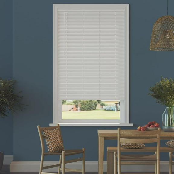 Cordless Room Darkening Mini Blinds for Indoor Windows, 1" Vinyl Slats, 42.25" W x 36" L, White
