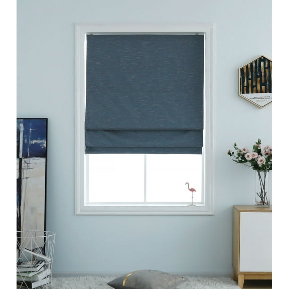 Washable Room Darkening Cordless Roman Shades for Living Room/Nursery/Bedroom 32x64"Indigo blue
