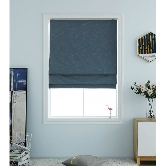 Washable Room Darkening Cordless Roman Shades for Windows, Double Tone Color Jacquard Textured Woven Polyester Belmar Roman Blind for Living Room/Nursery/Bedroom