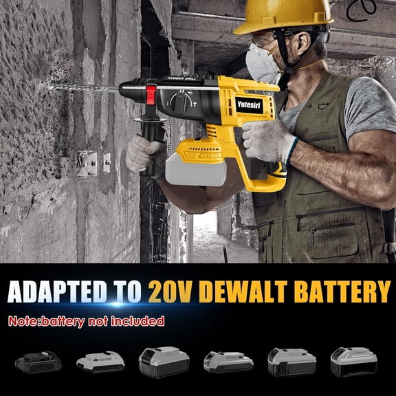 Cordless Rotary Hammer Compatible With Dewalt 20V Battery,Brushless SDS 2.7Joules Rotary Hammer Drill for Concrete/Masonry/Wood,4 Modes with 6 Drill (Battery Not Included)