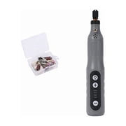 Cordless Rotary Tool, 3.6V Li-ion Electric Mini Grinder Kit with Front Work Light, 5 Variable Speed, 24Accessories Charging Multi-Tool Perfect for Nail Polishing14.5*3.3*3cm,gray