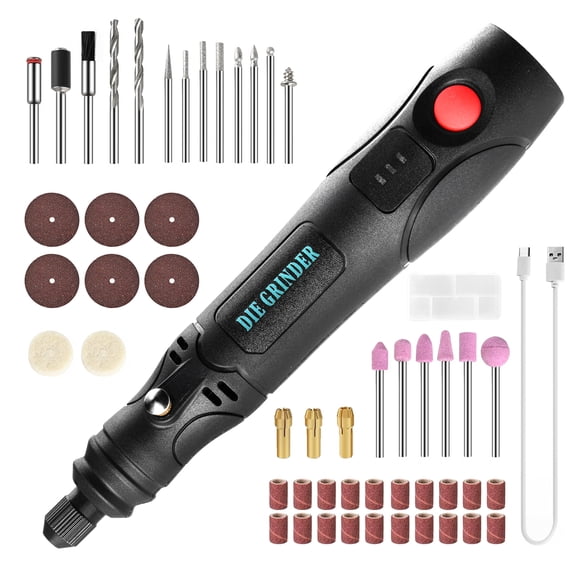 Cordless Rotary Tool Kit, 5-Speed Mini Rotary Tool with 52 Pcs Accessories, USB Rechargeable Power Rotary Tool for Engraving, Sanding, Polishing, Carving, Cutting & DIY Crafts