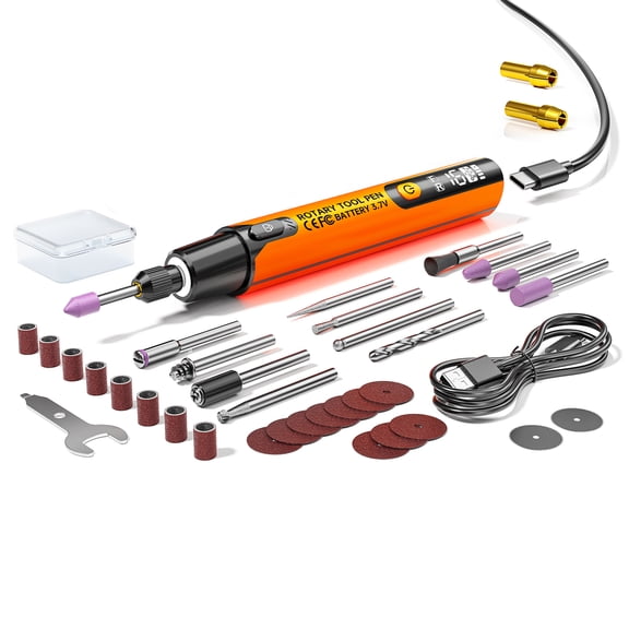 Cordless Rotary Tool Kit 6-Speed Mini Engraver Pen with LED Display, Type-C Rechargeable, Adjustable Speed 500016000 RPM for Engraving, Polishing, DIY