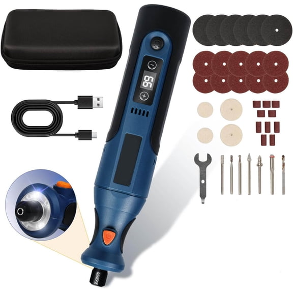 Cordless Rotary Tool Kit, USB Rechargeable 12-Speed Power, for Sanding, Jewelry Making, Wood Carving, Polishing, Drilling DIY Crafts with Accessories