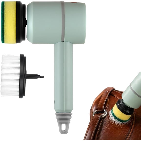 Cordless Saddle Polisher,Power Spin Scrubber,USB Rechargeable Electric Brush with Interchangeable Heads, Multi-use for Horse Tack, Saddle, Bathroom and Kitchen (Green)