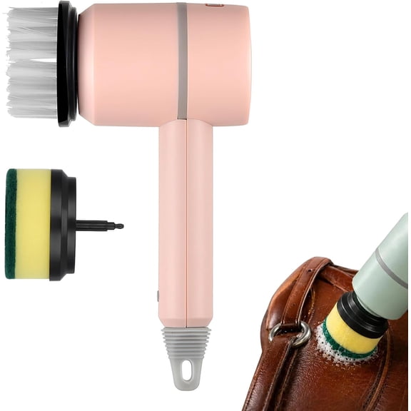 Cordless Saddle Polisher，Power Spin Scrubber，USB Rechargeable Electric Brush with Interchangeable Heads, Multi-use for Horse Tack, Saddle, Bathroom and Kitchen (Pink)